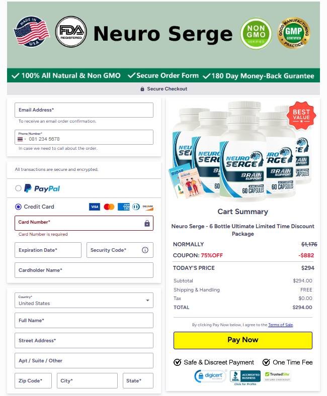 Neuro Serge accepted payment methods